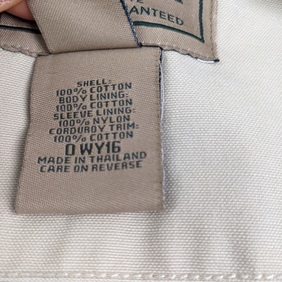 VTG LL Bean Jacket Canvas Chore Barn Corduroy Collar Flannel Lined Mens Large - Picture 7 of 13